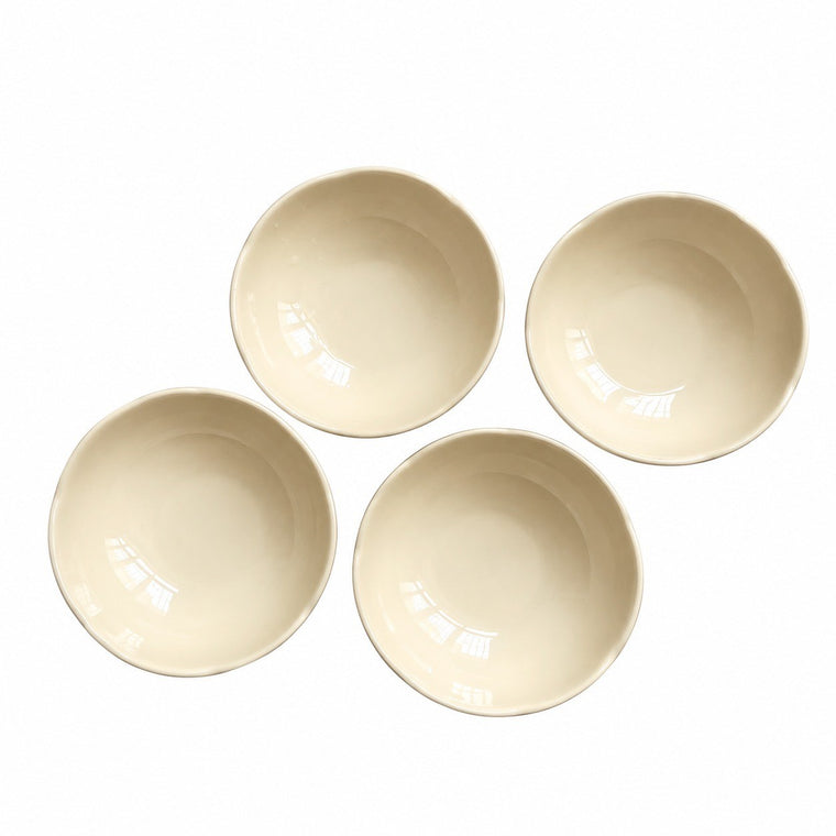 Gold-Rimmed Scalloped Cream Yellow 2-Piece Small Dish Set - product view 2