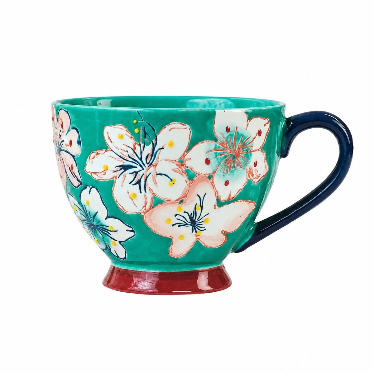 Ceramic Relief Handled Mug, Hand-Painted - product view 4