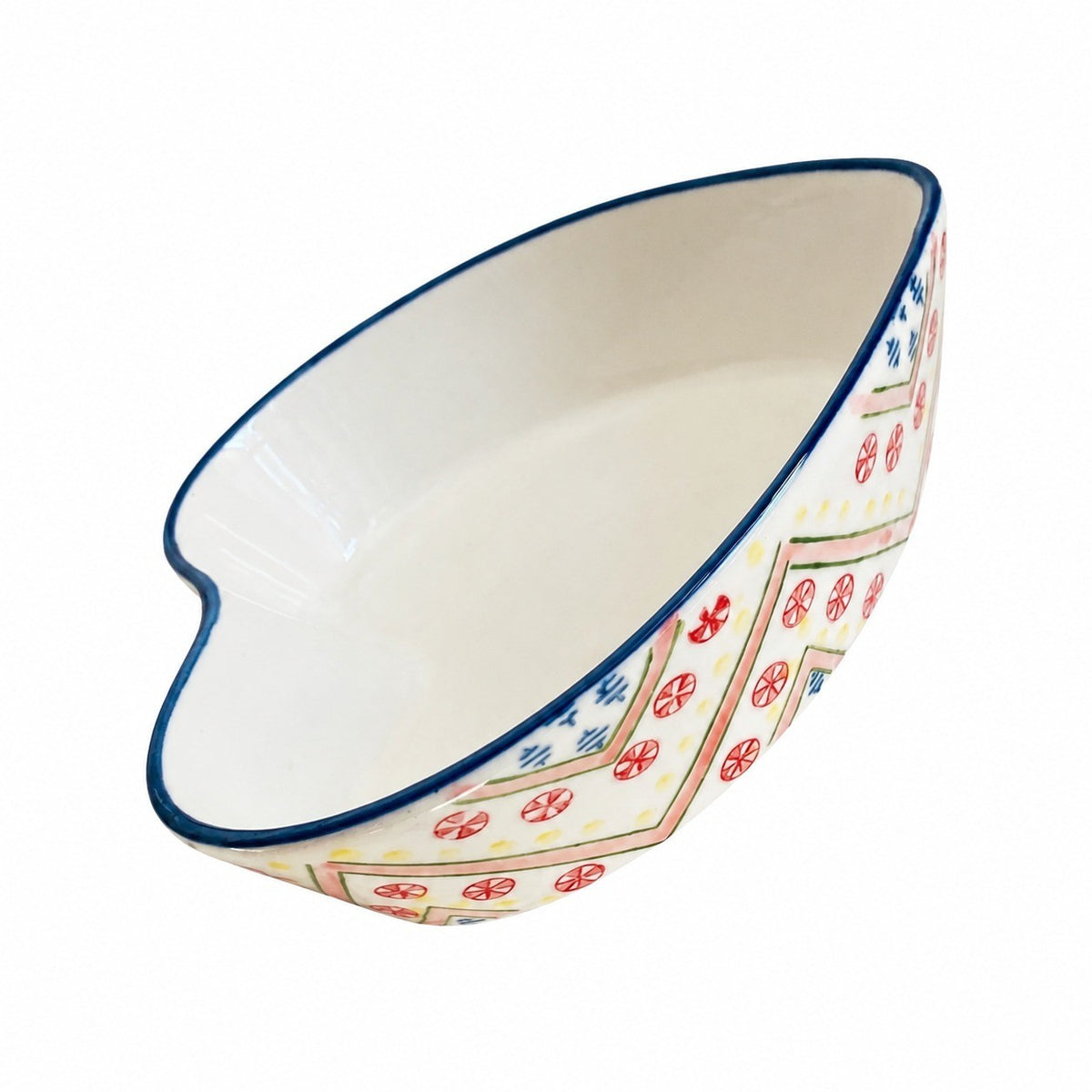 Heart Leaf Rim Green Bowl, Ceramic Decorative Serving Bowl - product view 1