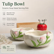 Tulip Bowl 14.5 x 7.5 cm, Ceramic Soup Salad Serving Dish - detail 2