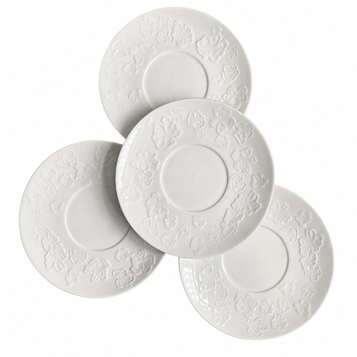 Relief Floral White Small Dish, Ceramic Decorative Plate - product view 1