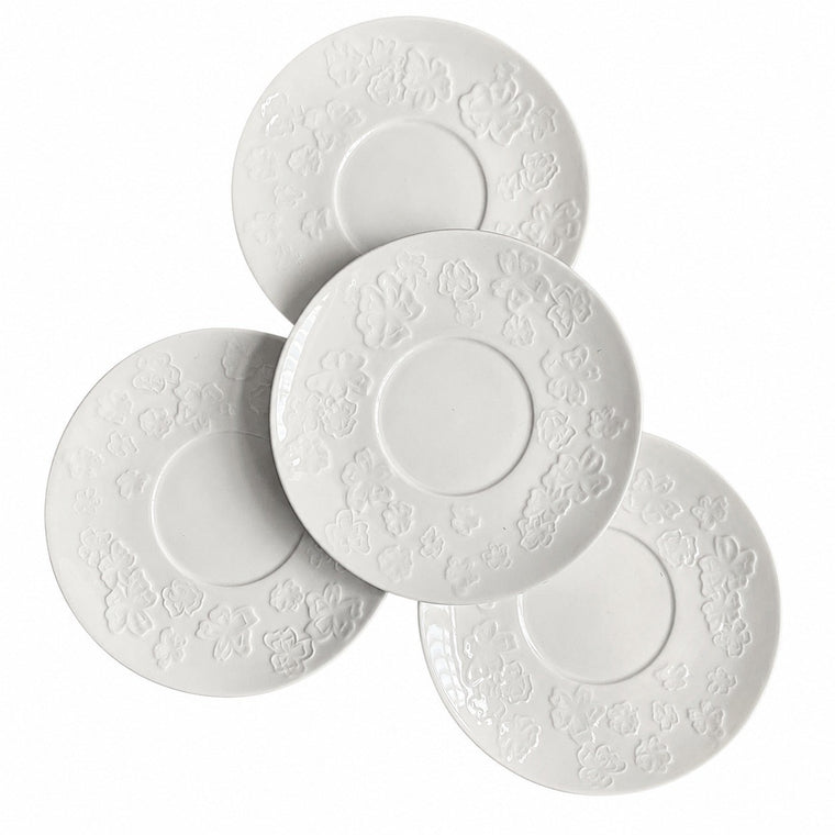Relief Floral White Small Dish, Ceramic Decorative Plate - product view 1
