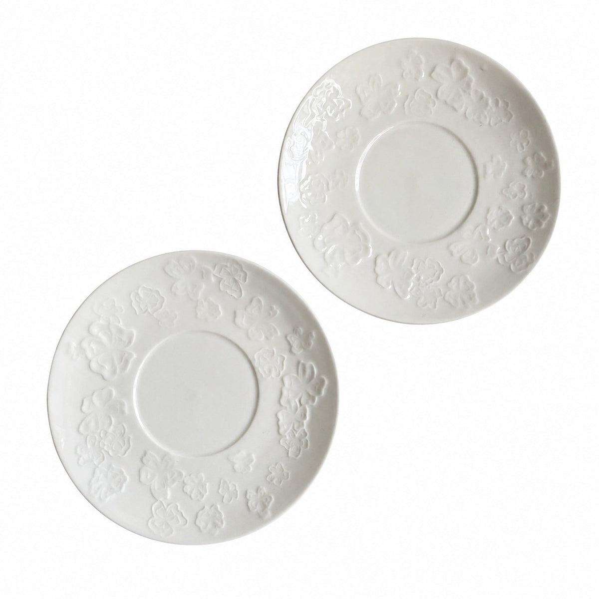 Relief Floral White Small Dish, Ceramic Decorative Plate - product view 3