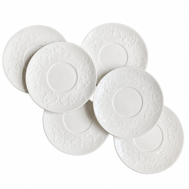 Relief Floral White Small Dish, Ceramic Decorative Plate - product view 2