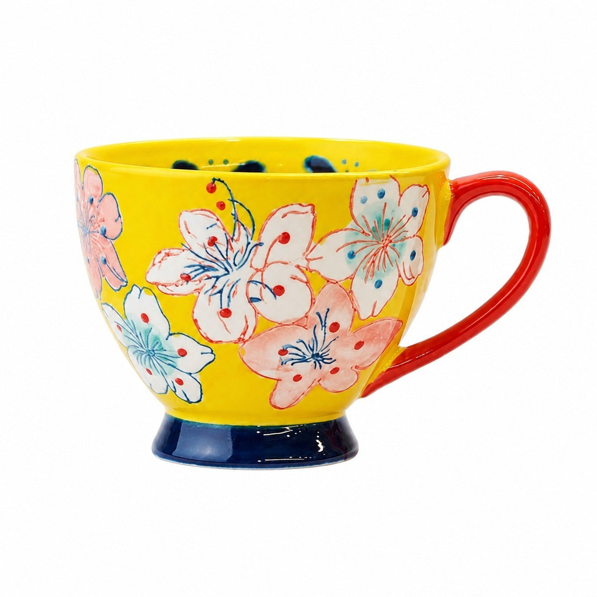 Ceramic Relief Handled Mug, Hand-Painted - product view 5