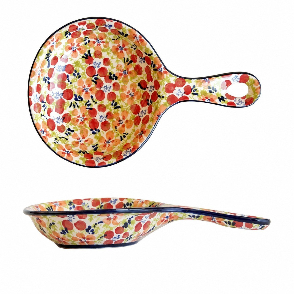 Sunrise Handled Dish, Underglaze Porcelain Floral Decorative Dish - product view 1