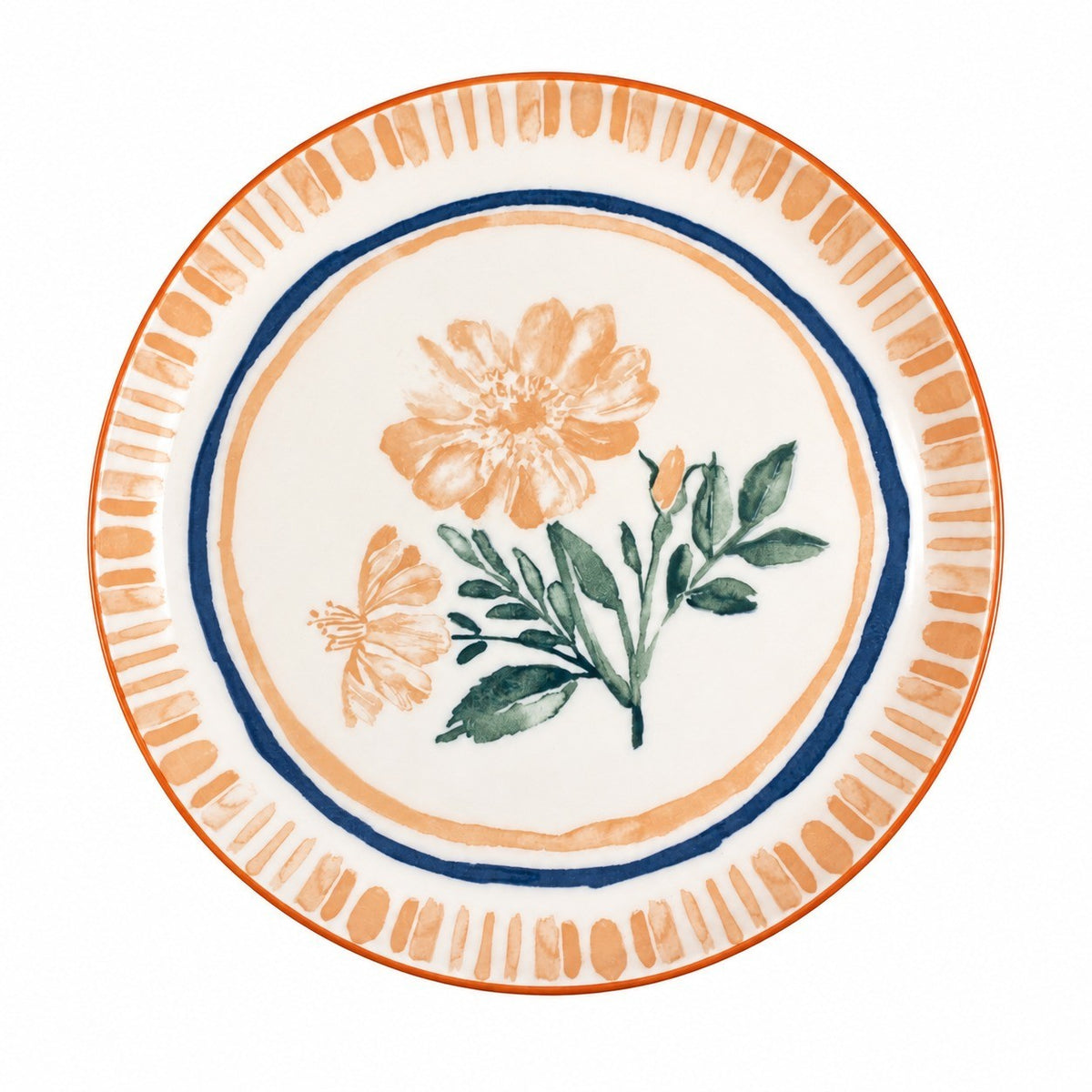 Ceramic Dinner Plate 8 Inch, Pastel Orange Blossom Design, 19.8 x 2 cm - product view 1