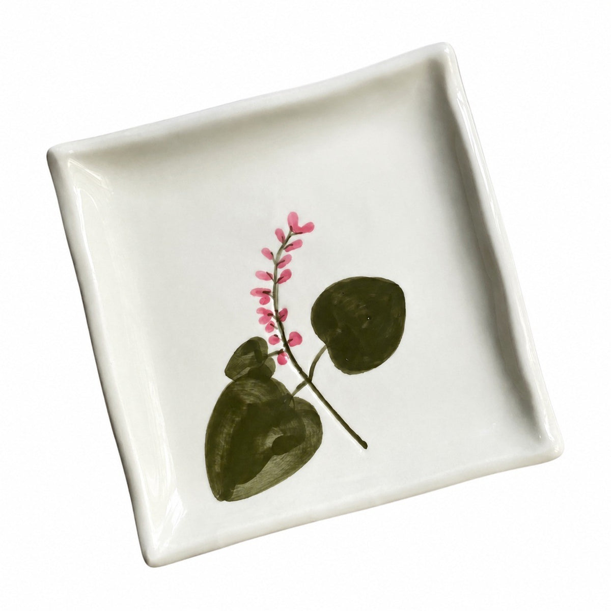 Small Square Ceramic Dish, Coral Vine Design, 11.6 x 1.3 cm - product view 1