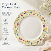 Ceramic Plate 10.5 Inch, Tiny Floral Design, 26.5 x 2.5 cm, Decorative Dinnerware - detail 2