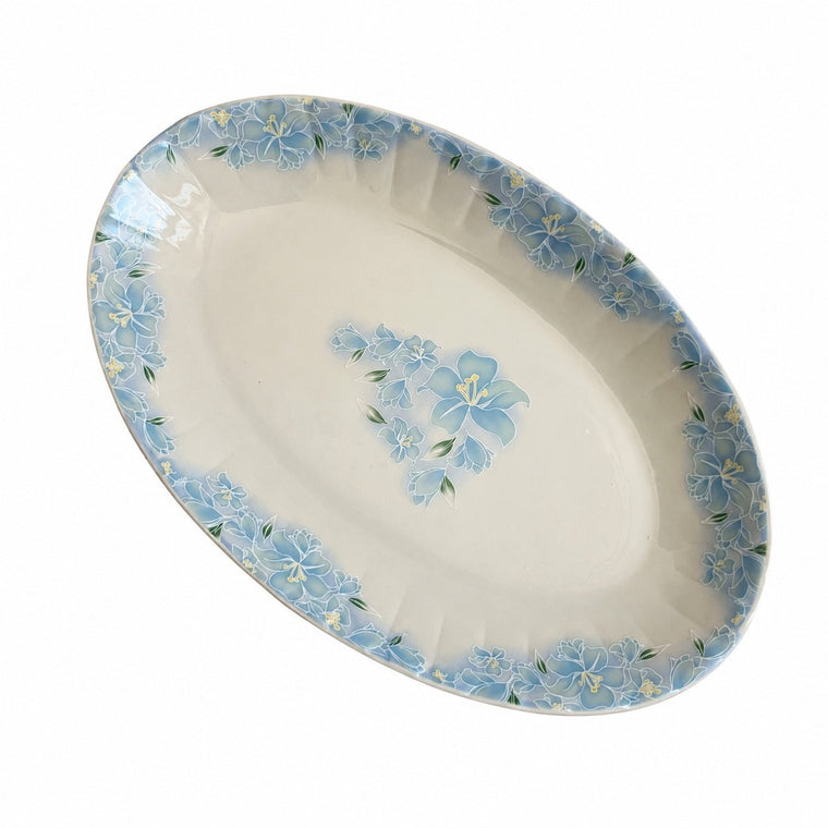 Ceramic Oval Platter, Vintage Blue Floral, 29.3 x 18.5 x 2.5 cm, Serveware - product view 1