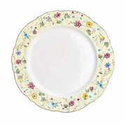 Ceramic Plate 10.5 in, Yellow Tiny Floral Embossed Design, Decorative Dinnerware - product view 1