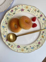 Ceramic Plate 10.5 in, Yellow Tiny Floral Embossed Design, Decorative Dinnerware - detail 3
