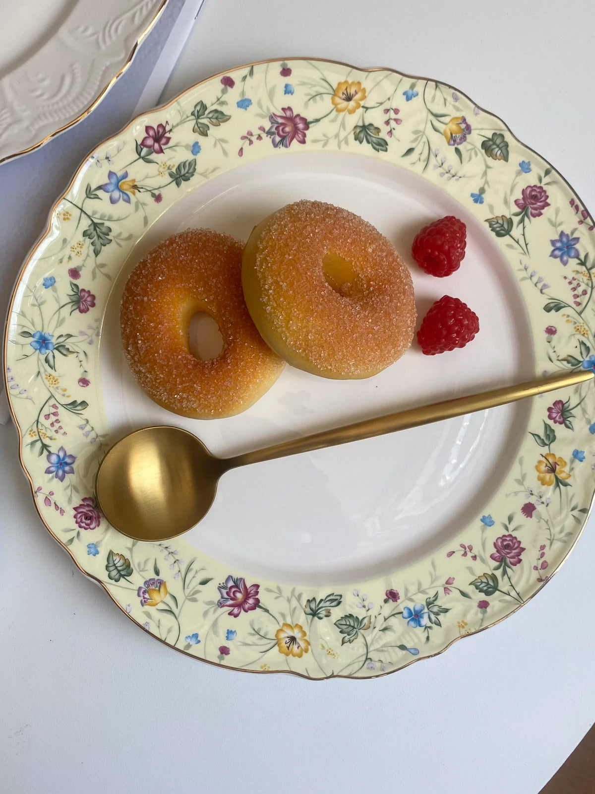 Ceramic Plate 10.5 in, Yellow Tiny Floral Embossed Design, Decorative Dinnerware - detail 3