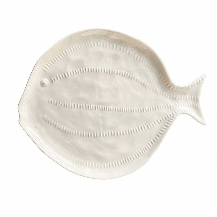 Large White Ceramic Fish Platter, 35 x 28 x 2 cm, Serving Dish - product view 1