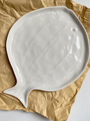 Large White Ceramic Fish Platter, 35 x 28 x 2 cm, Serving Dish - detail 3