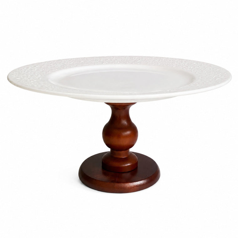 Ceramic Flat Plate, Irregular Embossed Wood-Foot Design, Decorative Storage - product view 1