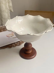 Ceramic Flat Plate, Irregular Embossed Wood-Foot Design, Decorative Storage - detail 2