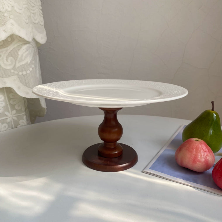 Ceramic Flat Plate, Irregular Embossed Wood-Foot Design, Decorative Storage - detail 1