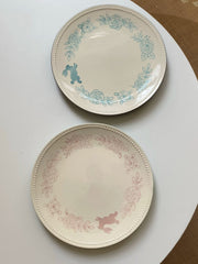 Ceramic Dinner Plate 10.5 Inch, Pink Rabbit Beaded Design, Decorative Kitchen Tableware - detail 2