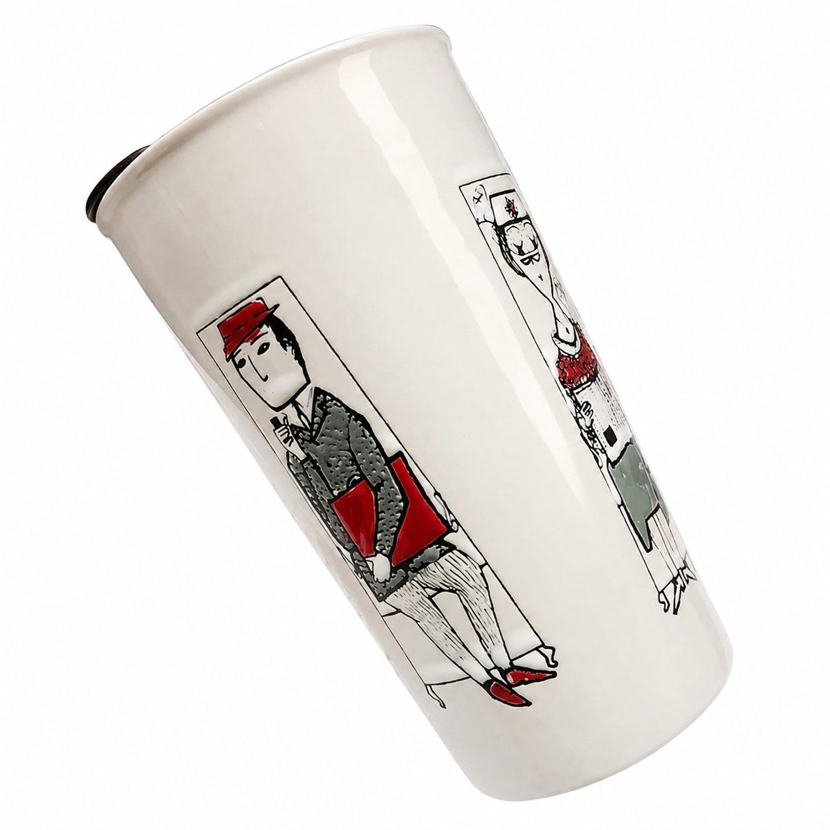Ceramic Tumbler, Four Figure Designs, 400ml - product view 1