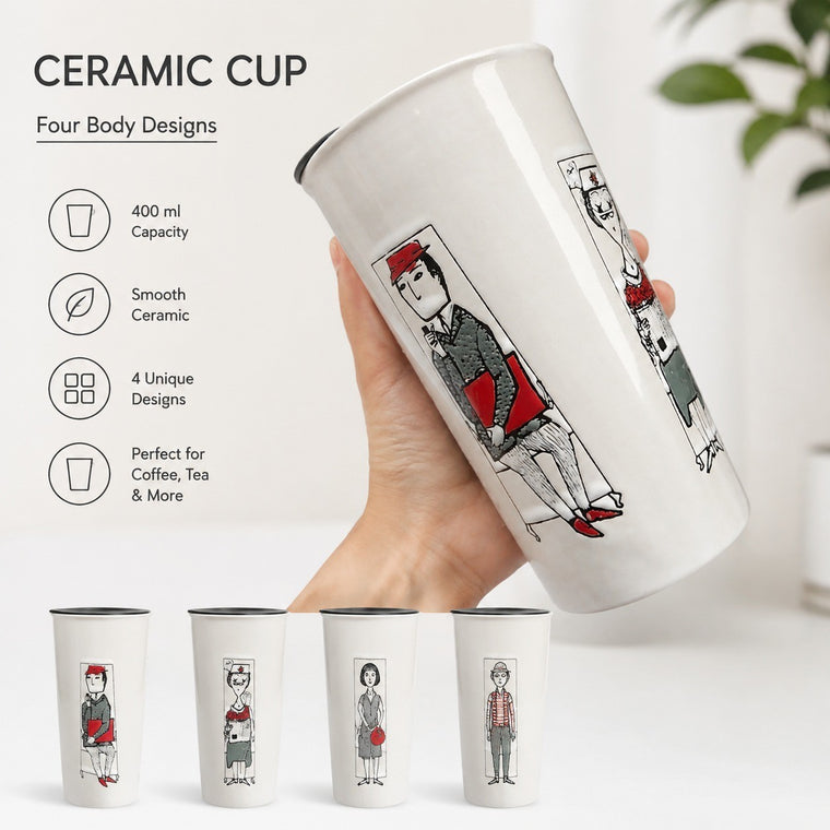 Ceramic Tumbler, Four Figure Designs, 400ml - detail 1