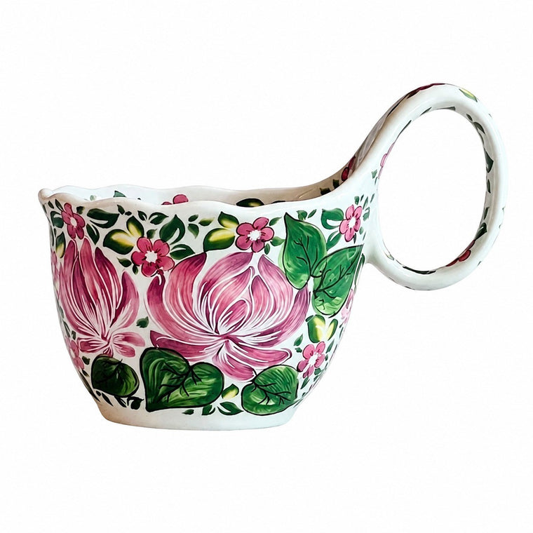 Curved-Handle Mug, Ceramic, Hand-Painted, 12cm - product view 2