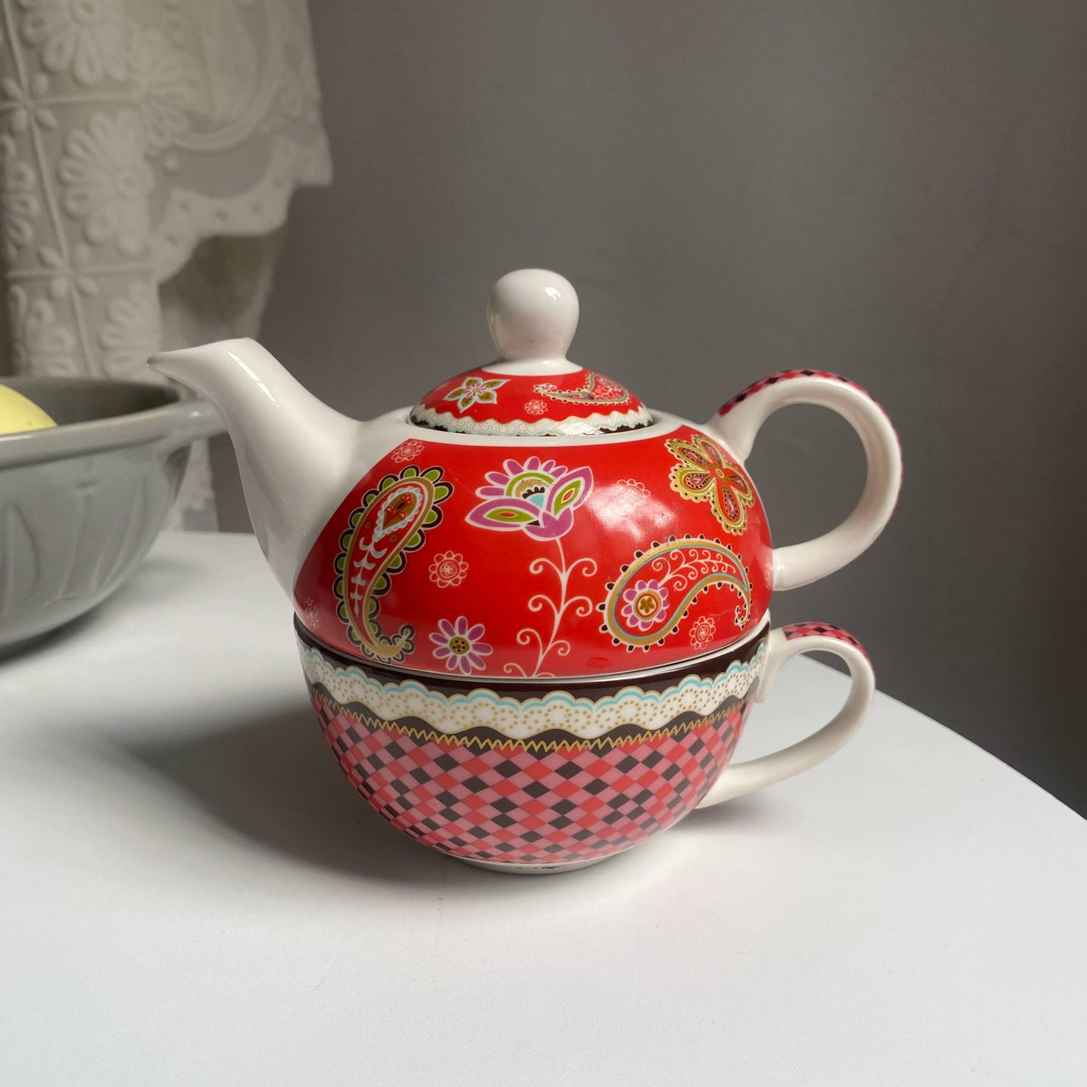 Ceramic Tea-for-One Set, 500ml Teapot & Cup - detail 1