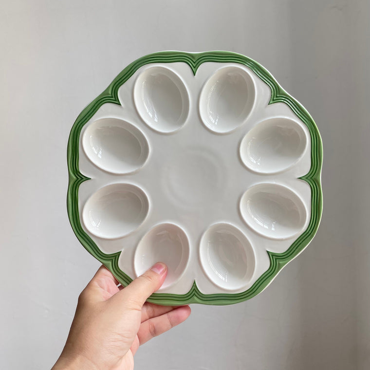 Green Rim Egg Ceramic Dinner Plate, 9 Inch - product view 1