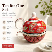 Ceramic Tea-for-One Set, 500ml Teapot & Cup - detail 2