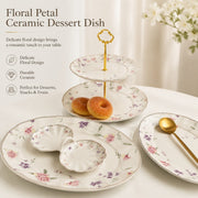 Romantic Floral Petal Ceramic Dessert Dish, 15.5 x 3 cm, Decorative Bowl - detail 2
