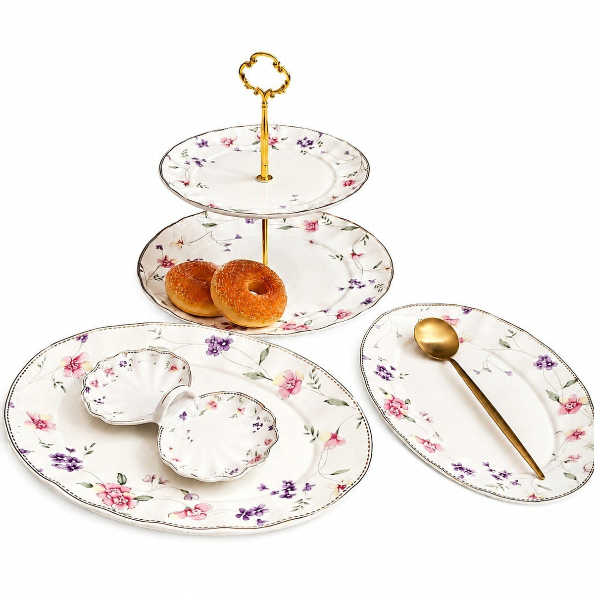 Romantic Floral Petal Ceramic Dessert Dish, 15.5 x 3 cm, Decorative Bowl - product view 6