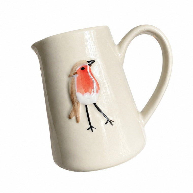 Long-Legged Bird Small Ceramic Creamer, Decorative Pitcher for Coffee & Tea - product view 1