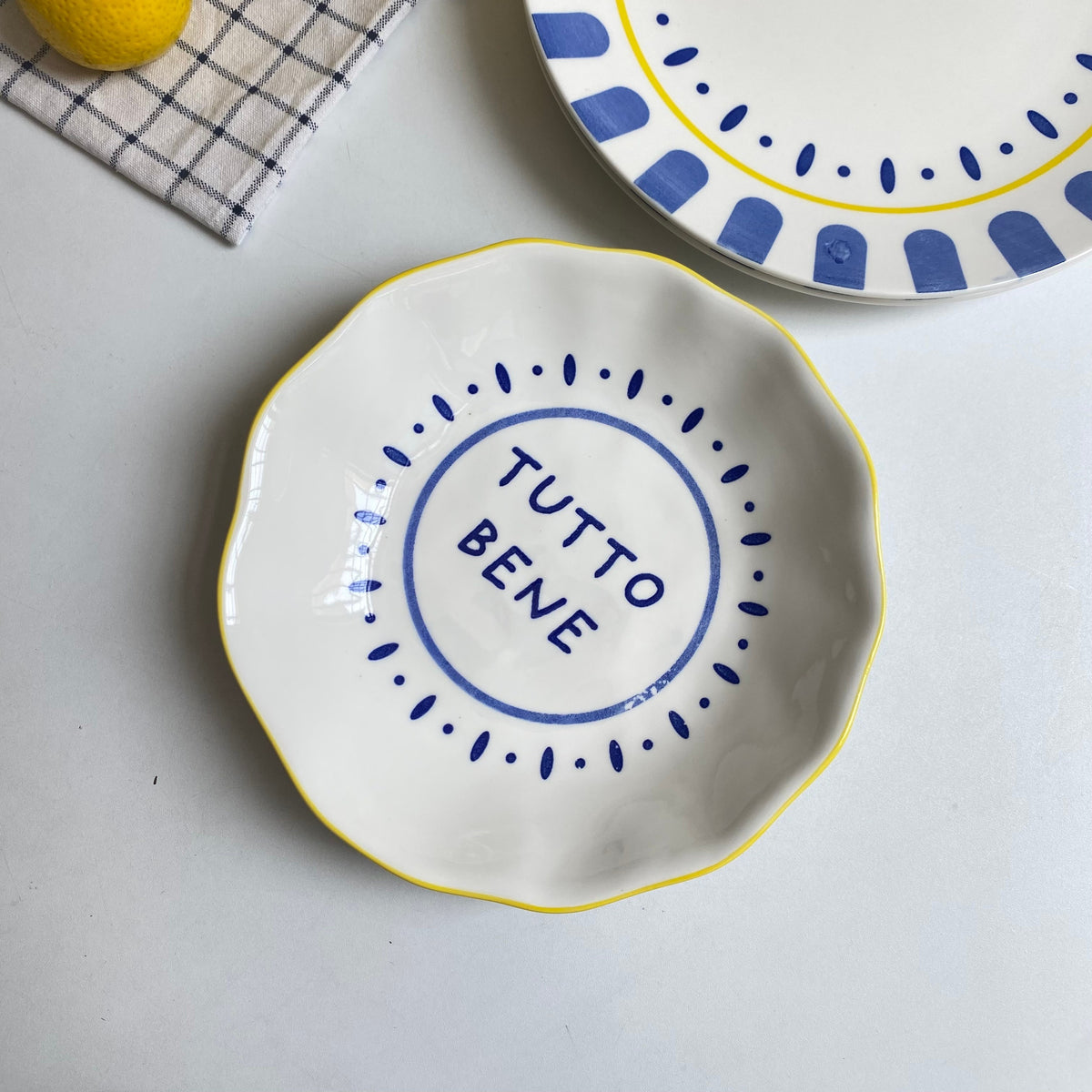 5.75" Ceramic Small Dish, Underglaze Decorative Plate - detail 1