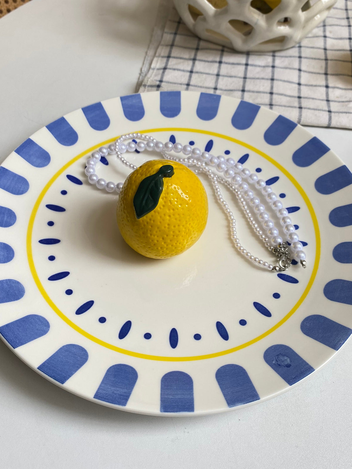 5.75" Ceramic Small Dish, Underglaze Decorative Plate - detail 3