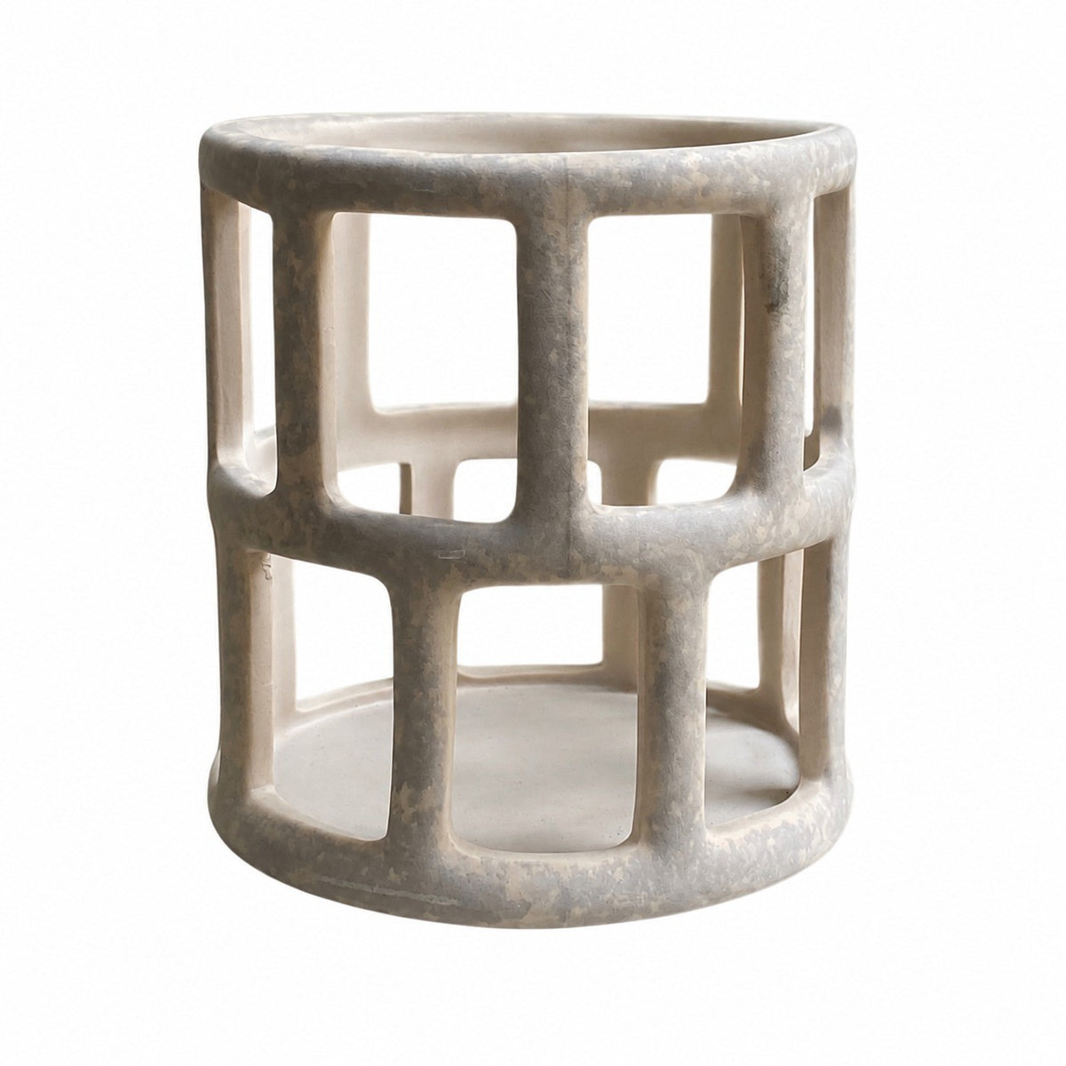 White Openwork Ceramic Basket, 8 Inch, Decorative Storage Storage Jar - product view 2