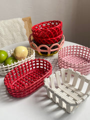 White Openwork Ceramic Basket, 8 Inch, Decorative Storage Storage Jar - detail 2