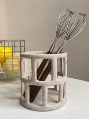 White Openwork Ceramic Basket, 8 Inch, Decorative Storage Storage Jar - detail 3