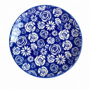 Blue Floral Rose Pattern Ceramic Plate, Decorative Dinnerware - product view 1
