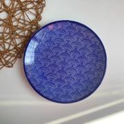 Blue Floral Rose Pattern Ceramic Plate, Decorative Dinnerware - detail 1
