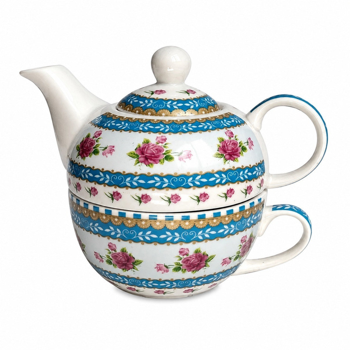 Ceramic Tea-for-One Set, 500ml Teapot & Cup - product view 1