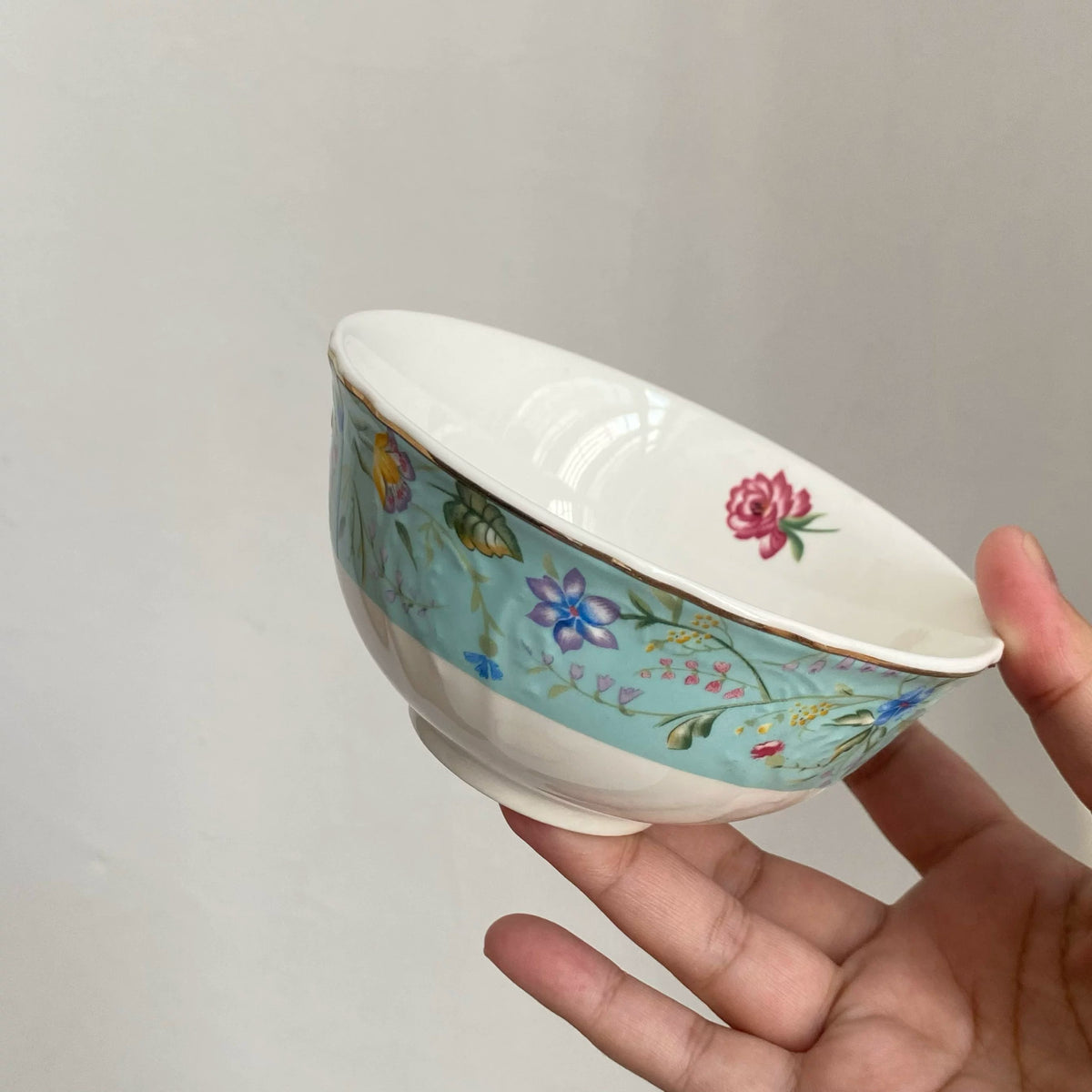 Ceramic Soup Bowl 7 Inch, Blue Floral Design, Single, Ceramic Bowl - detail 1