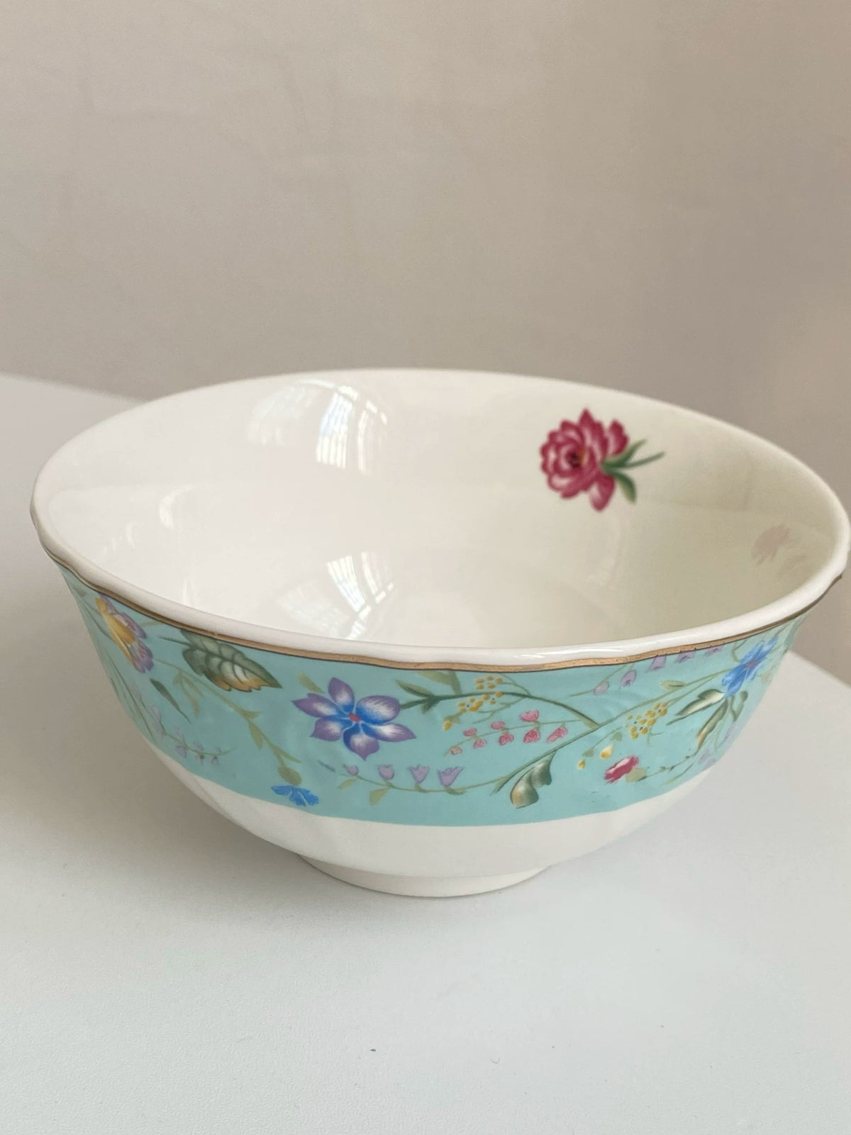 Ceramic Soup Bowl 7 Inch, Blue Floral Design, Single, Ceramic Bowl - detail 3