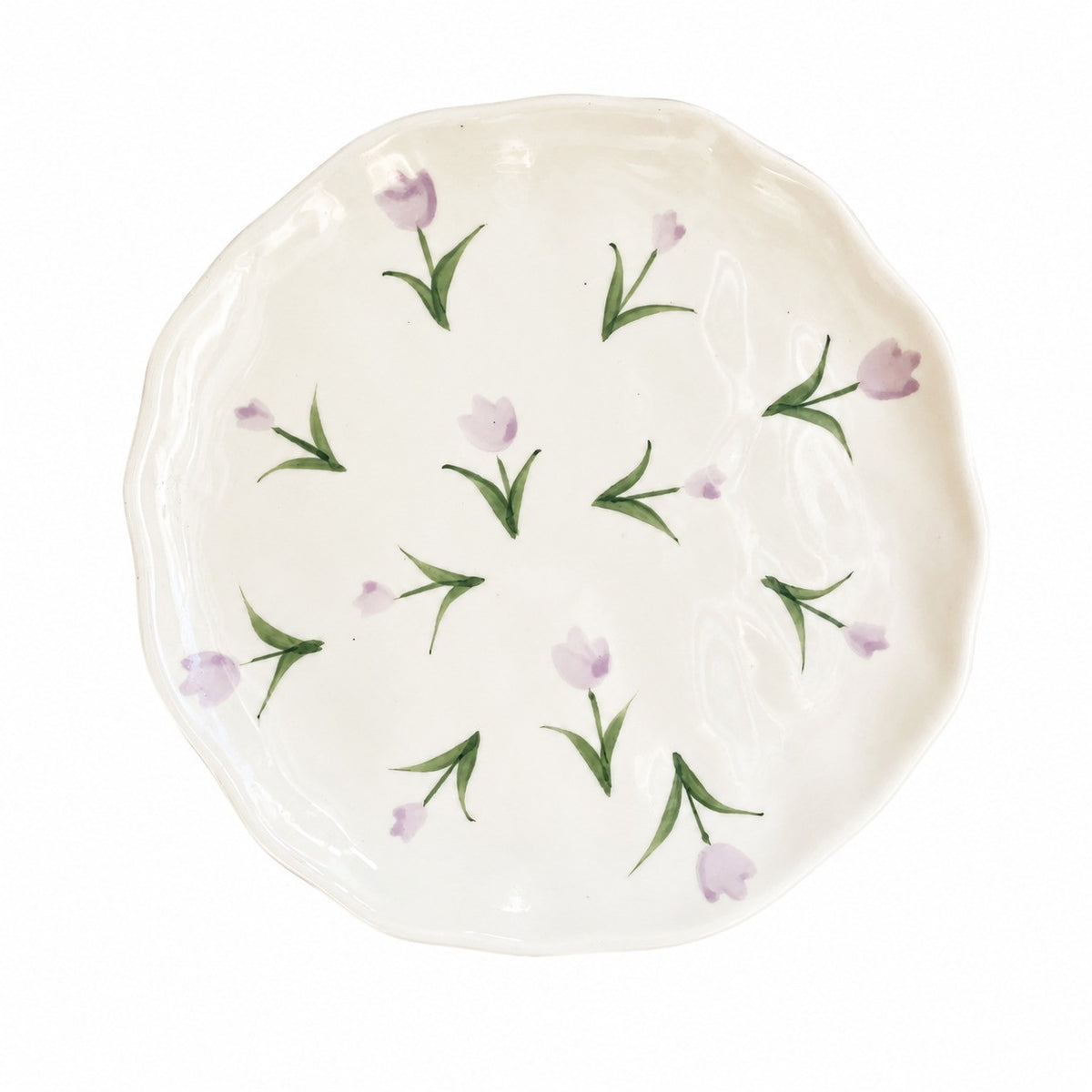 Ceramic Plate, Purple Tulip Design, 8 Inch, Decorative Dinnerware - product view 1