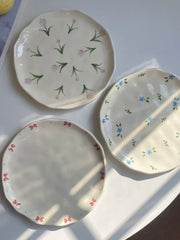 Ceramic Plate, Purple Tulip Design, 8 Inch, Decorative Dinnerware - detail 2
