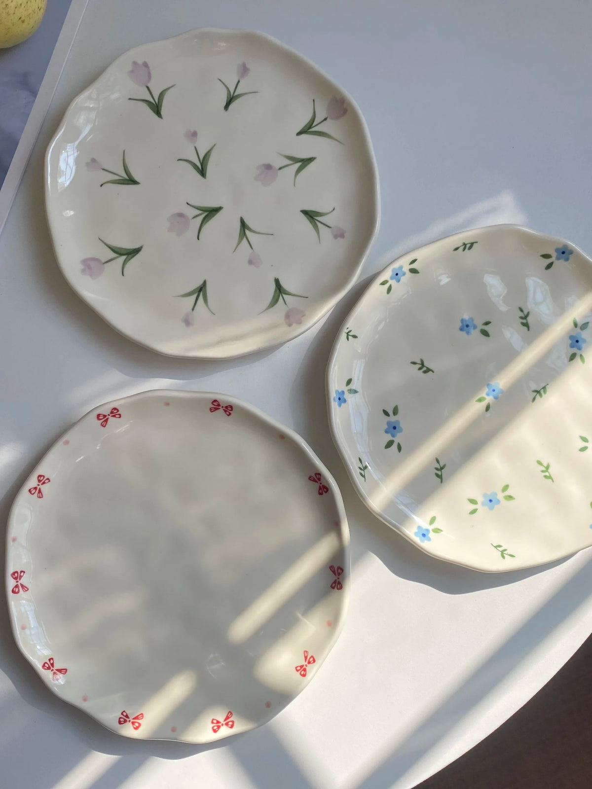 Ceramic Plate, Purple Tulip Design, 8 Inch, Decorative Dinnerware - detail 2