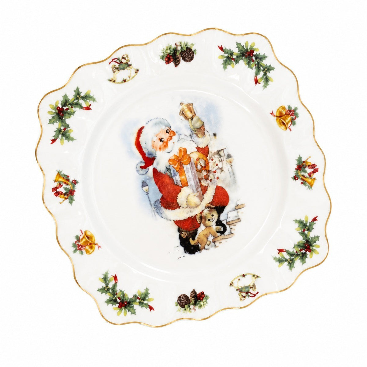 8 Inch Round Ceramic Plate, Cute Santa Design, 20 x 1.5 cm, Christmas Dinnerware - product view 5