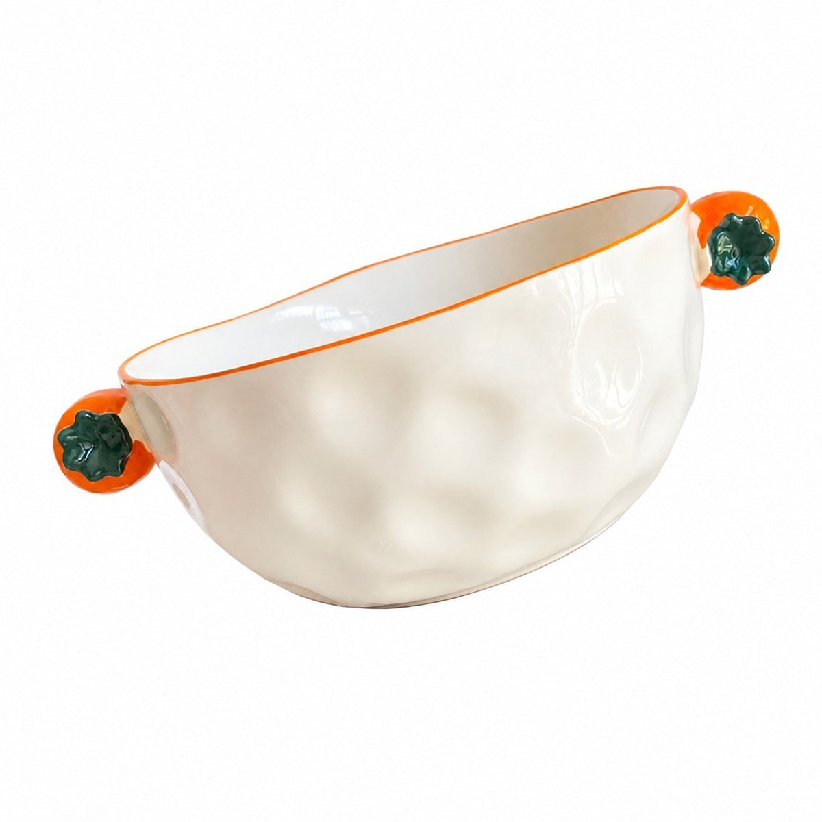 Carrot Two Handles Ceramic Bowl, Ceramic, Single Piece, Underglaze Decoration - product view 1