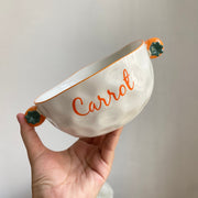 Carrot Two Handles Ceramic Bowl, Ceramic, Single Piece, Underglaze Decoration - detail 1