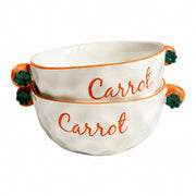 Carrot Two Handles Ceramic Bowl, Ceramic, Single Piece, Underglaze Decoration - product view 2