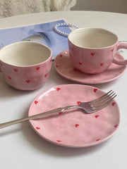 Heart Red Small Ceramic Bowl Dish, 1 Piece, Ceramic, Underglaze Decoration - detail 2
